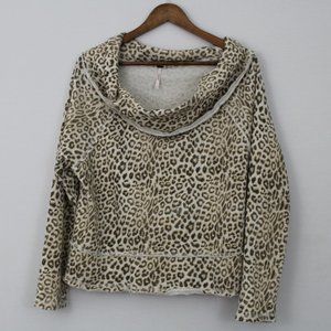 Free People Leopard/ Cheetah Print Cowl Neck Top